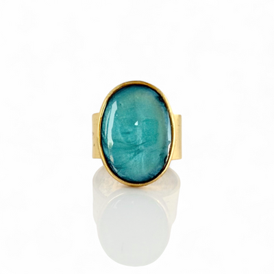 St. Tropez Ovale Ring - Sea Glass - Gold