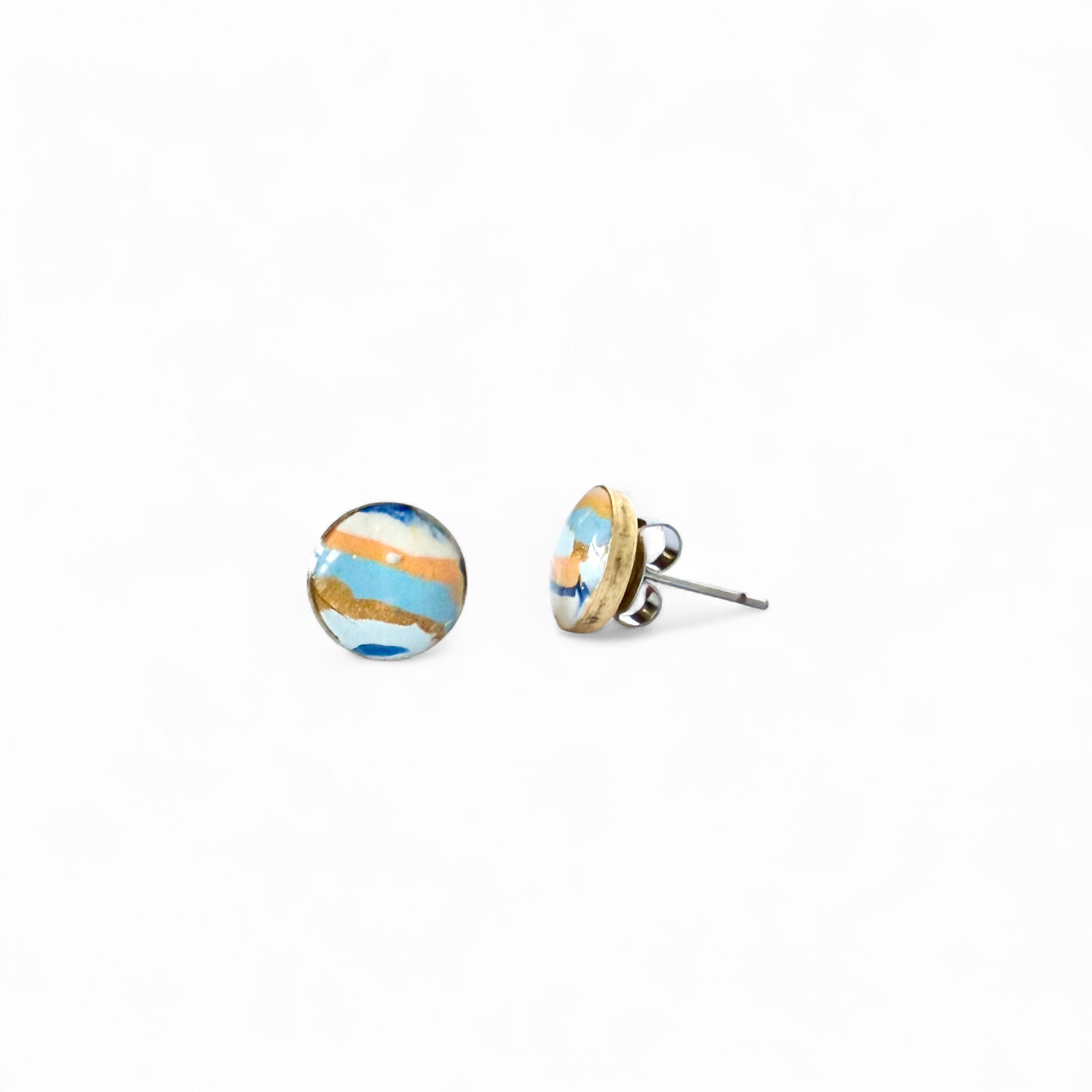 Mini Round Stud Earrings - Summer Sunset