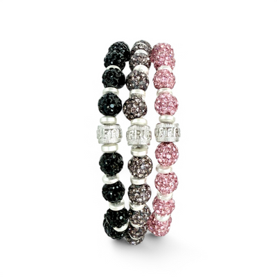 Emerson Lane Trio - Light Pink + Black + Hematite with Silver