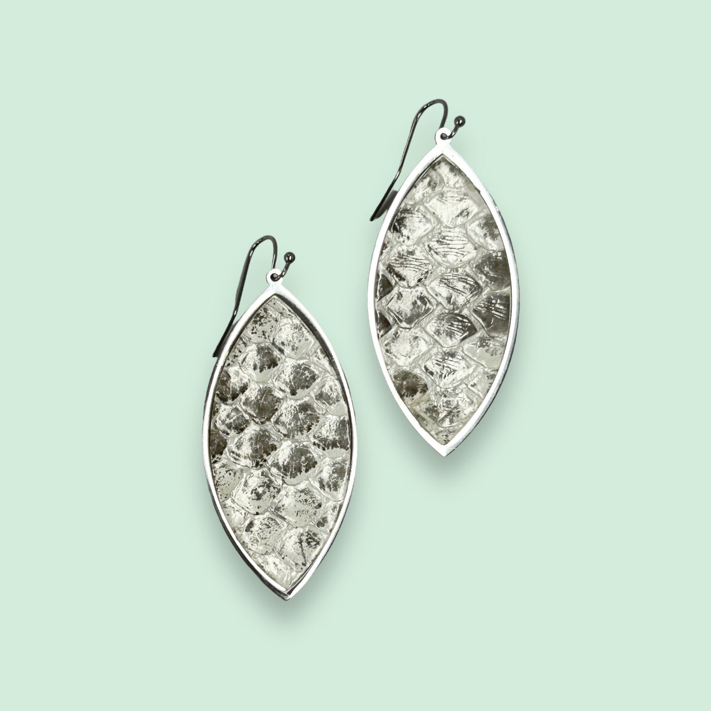 Python Leaf Shaped Earrings - Desert Dream on Silver