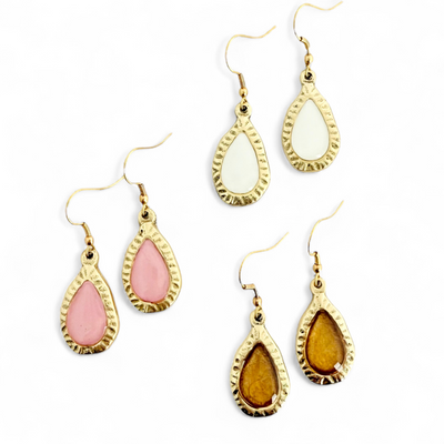 Frances Earrings - Soft White - Gold