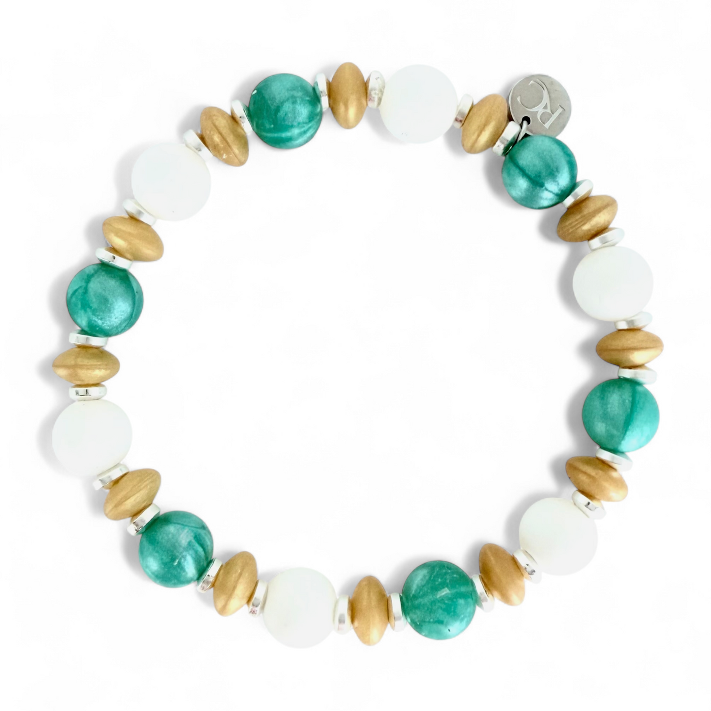 Rachel - Turquoise - White - Pearlized Gold