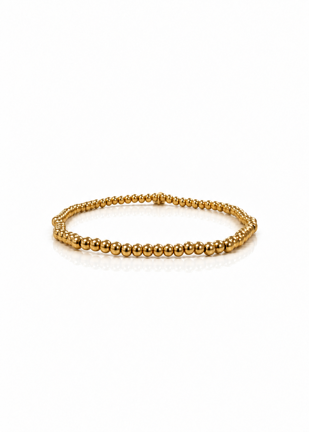 3mm Gold Chloe Ann gold beaded bracelet, side view
