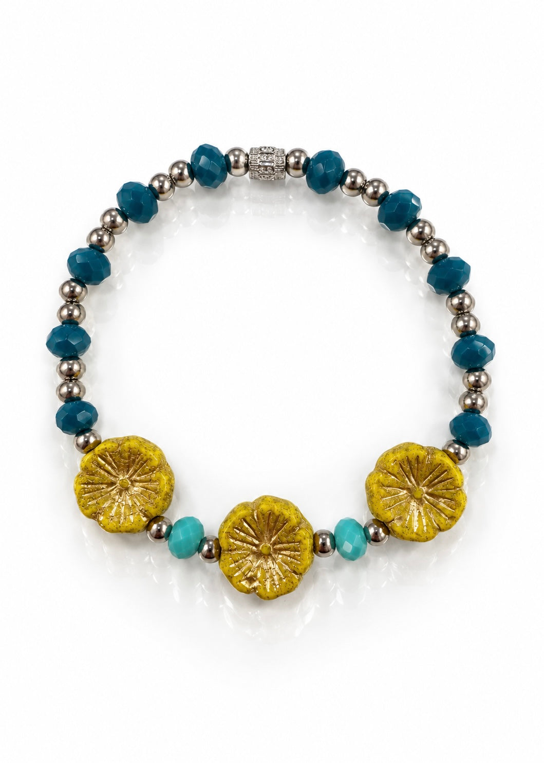 Pressed Flowers - Yellow/ Turquoise