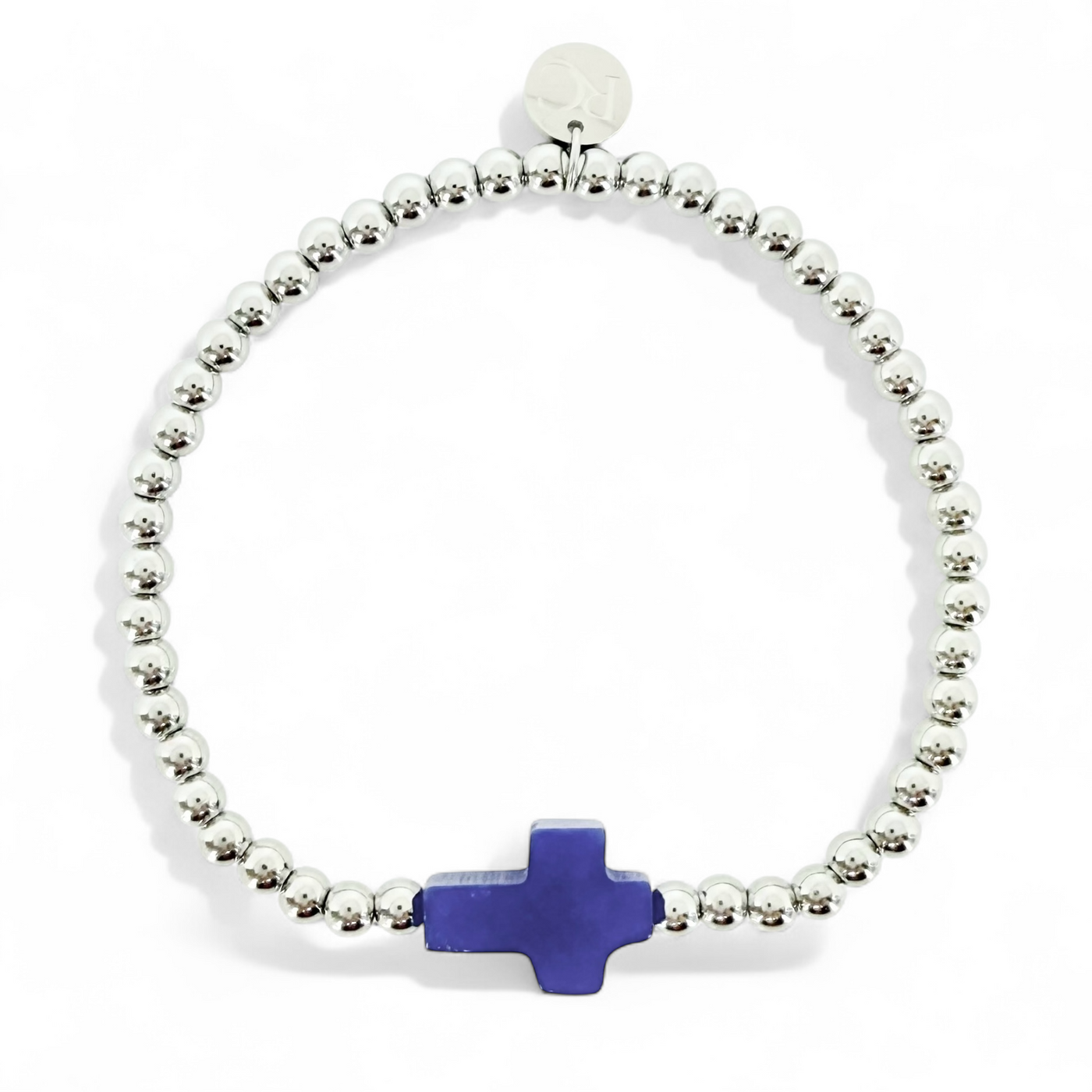 Gemstone Cross - Cobalt Jade - Silver