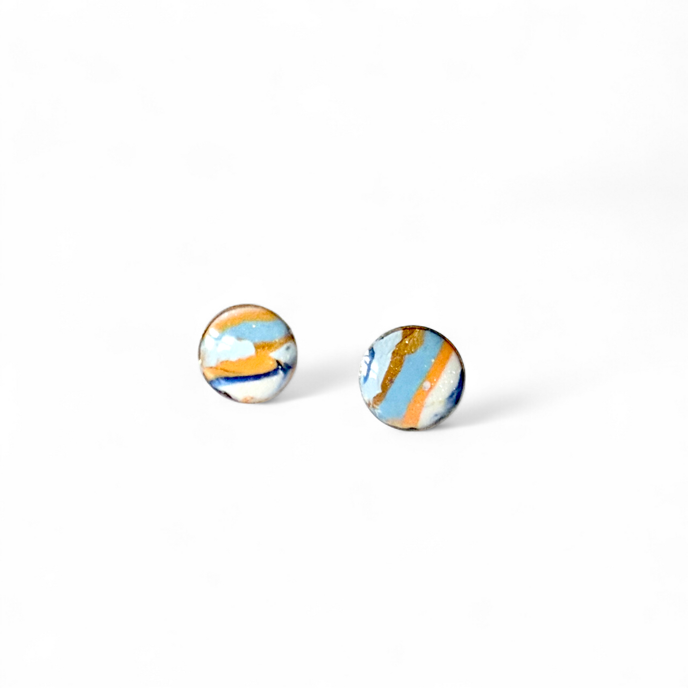 Mini Round Stud Earrings - Summer Sunset