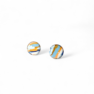 Mini Round Stud Earrings - Summer Sunset