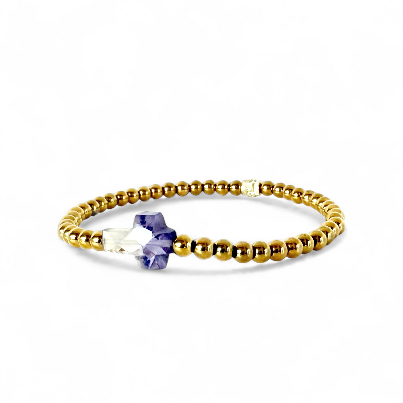 Cross Etched Gemstone - Ombre Amethyst - Gold
