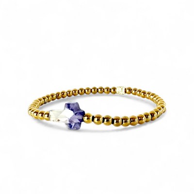 Cross Etched Gemstone - Ombre Amethyst - Gold