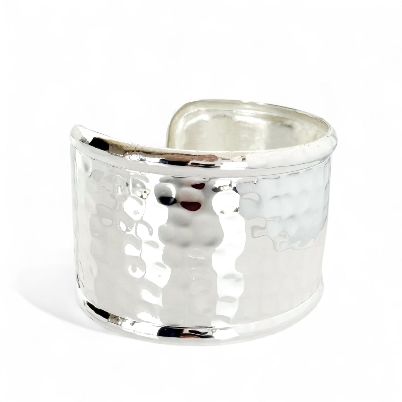 1.5 Hammered Rimmed Cuff - Silver