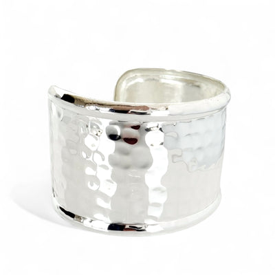 1.5 Hammered Rimmed Cuff - Silver