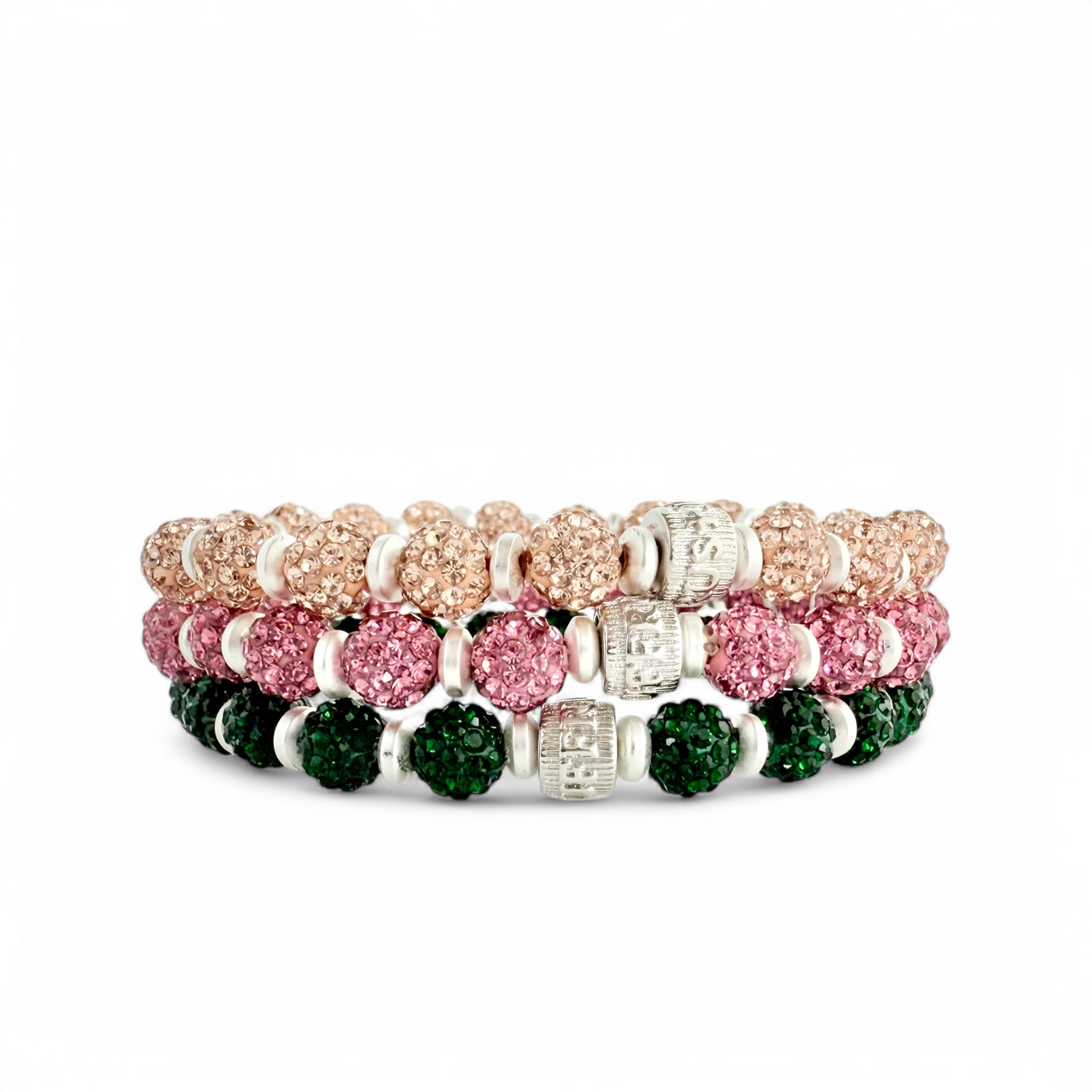 Emerson Lane Trio - Pink + Rose Gold + Emerald with Silver