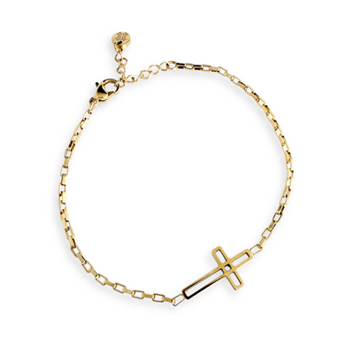 Day 8: Cross Chain Bracelet - Gold + Santa Pouch