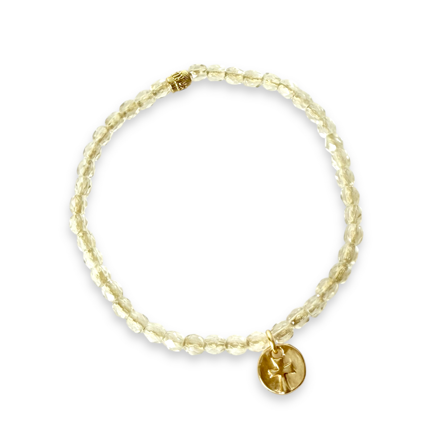 Eve - Golden Dew Circle Embossed Cross with Gold