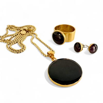 Round Necklace - Plum - Gold
