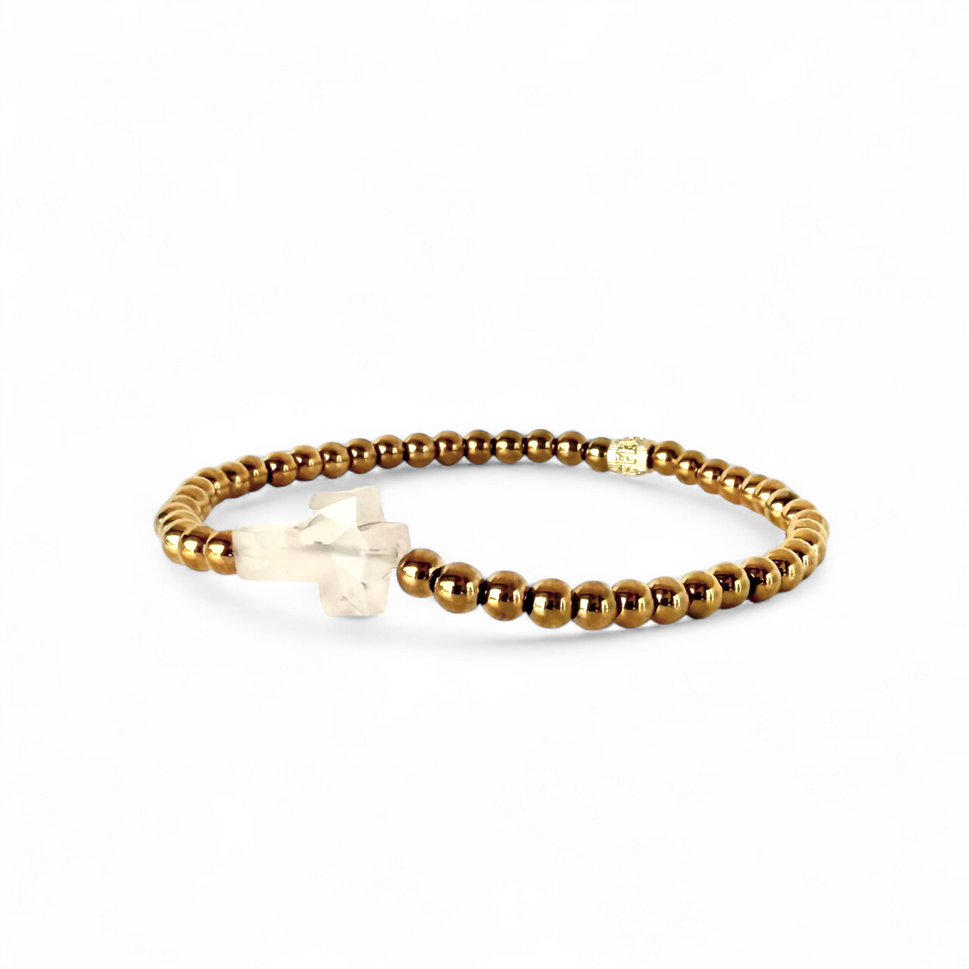 Cross Etched Gemstone - Blush - Gold