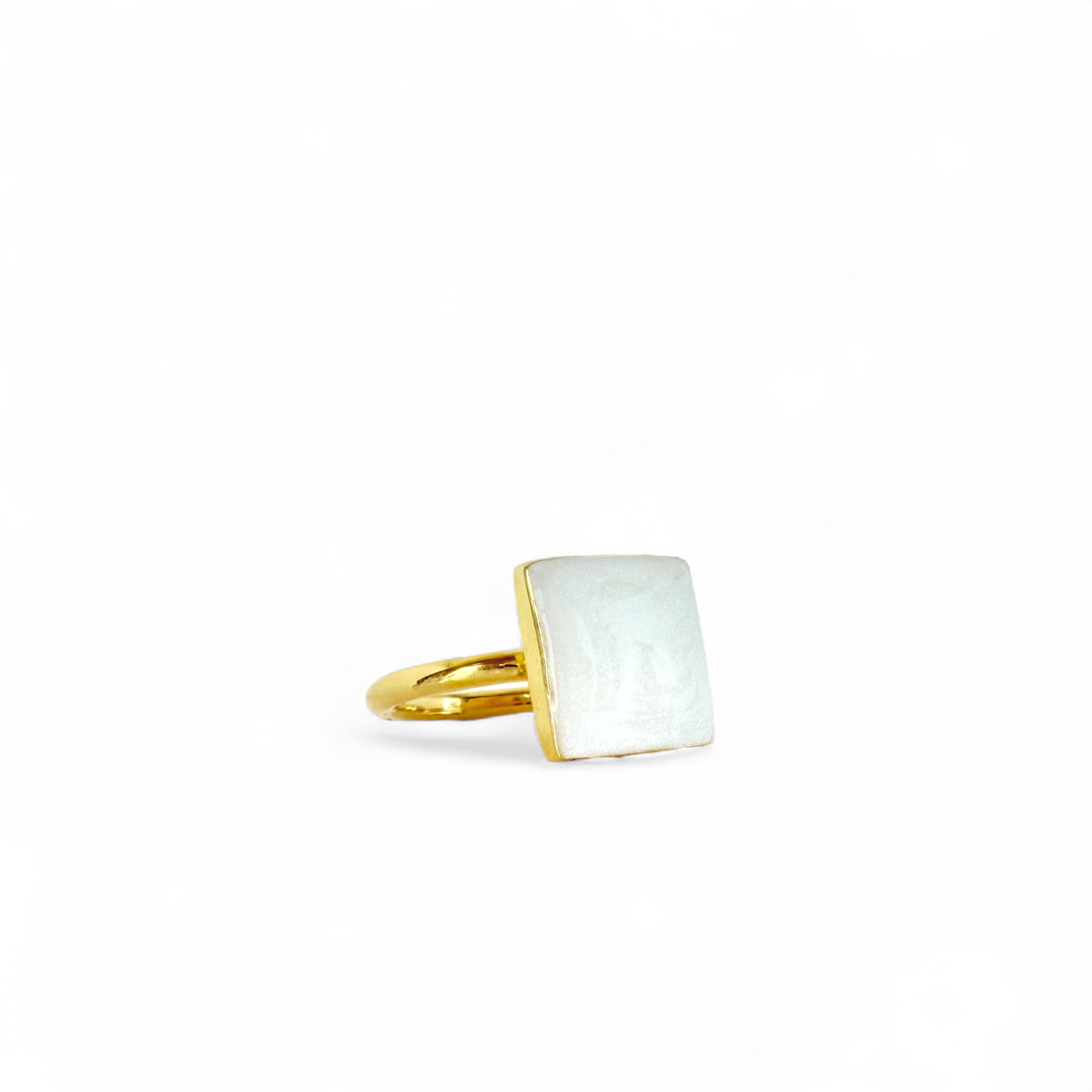 Pearl White Square Ring - Gold