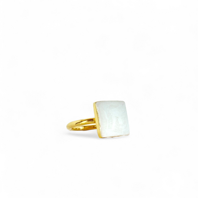 Pearl White Square Ring - Gold