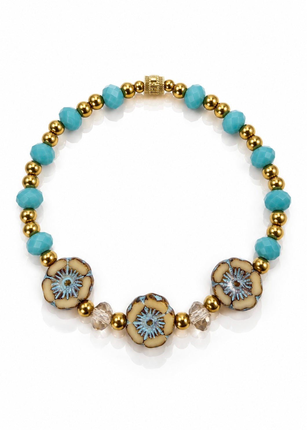 Pressed Flowers - Beige/ Turquoise