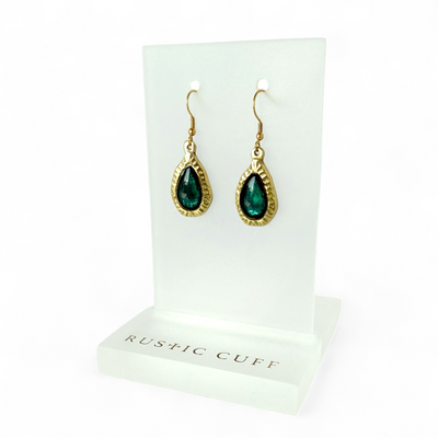 Frances Earrings - Deep Aqua - Gold
