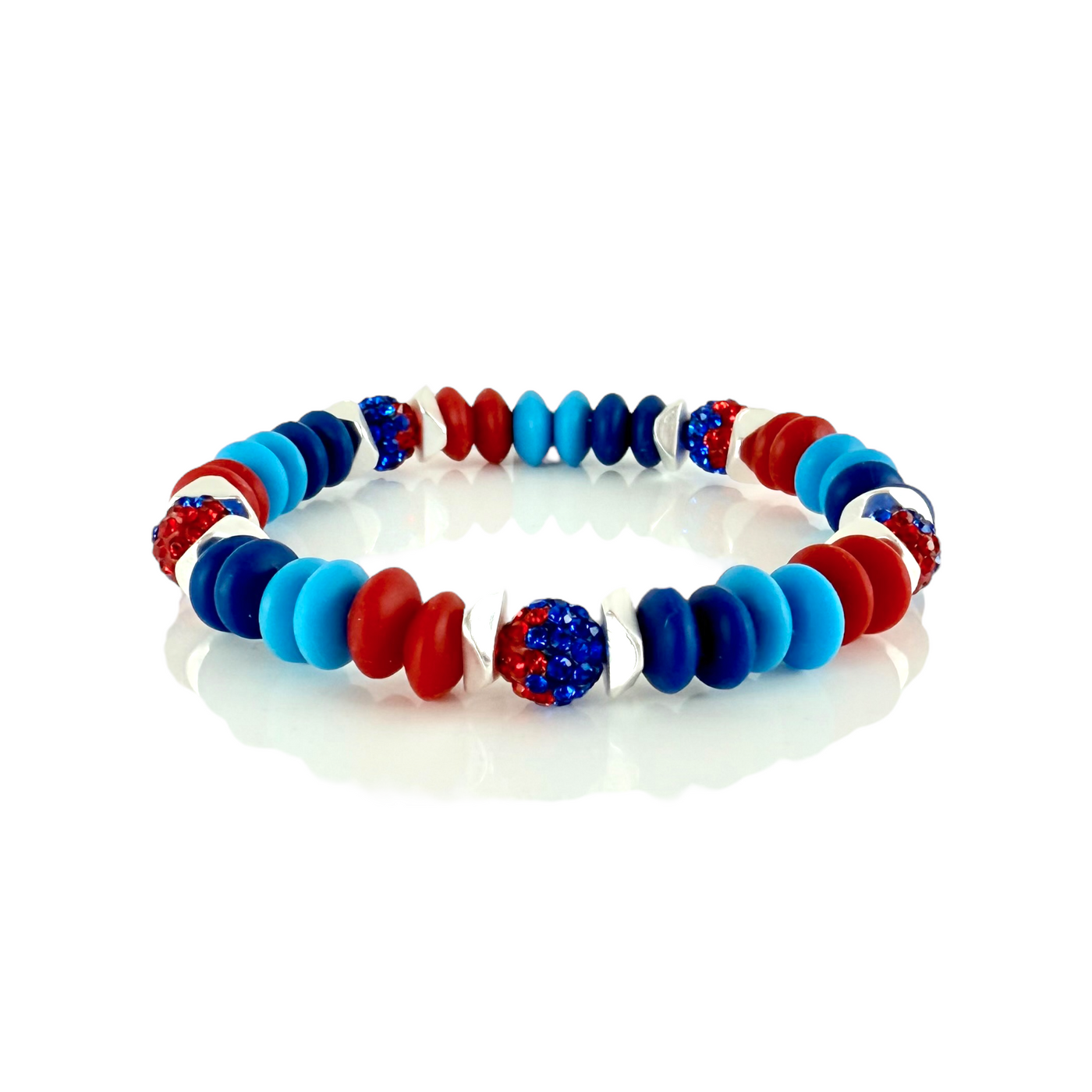 Varsity Blue, Red & Sky Blue - Silver