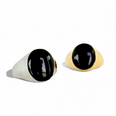 Plum Oval Domed Ring - Silver