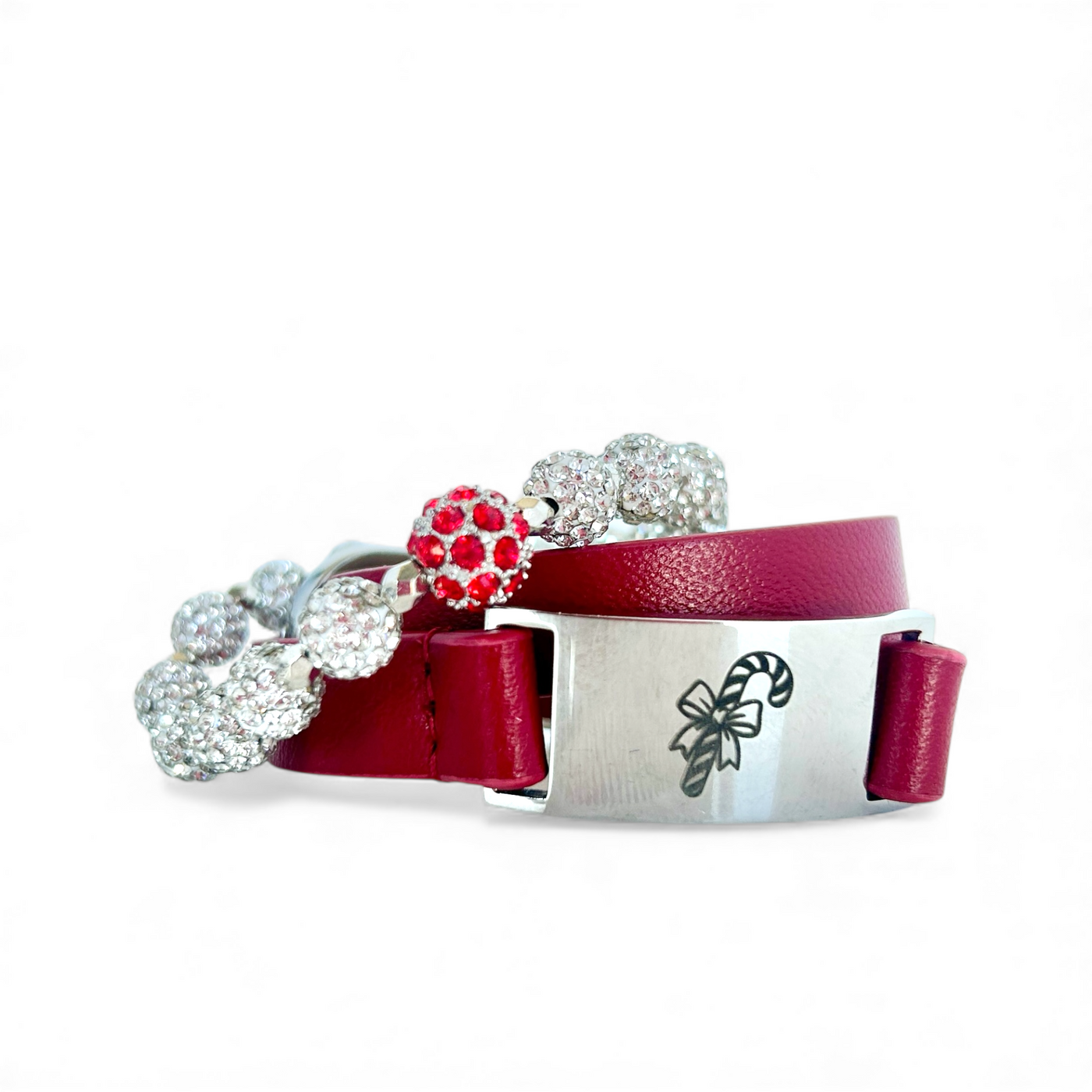 DUO - Double Wrap Red Engraved Candy Cane + Icicle Aura