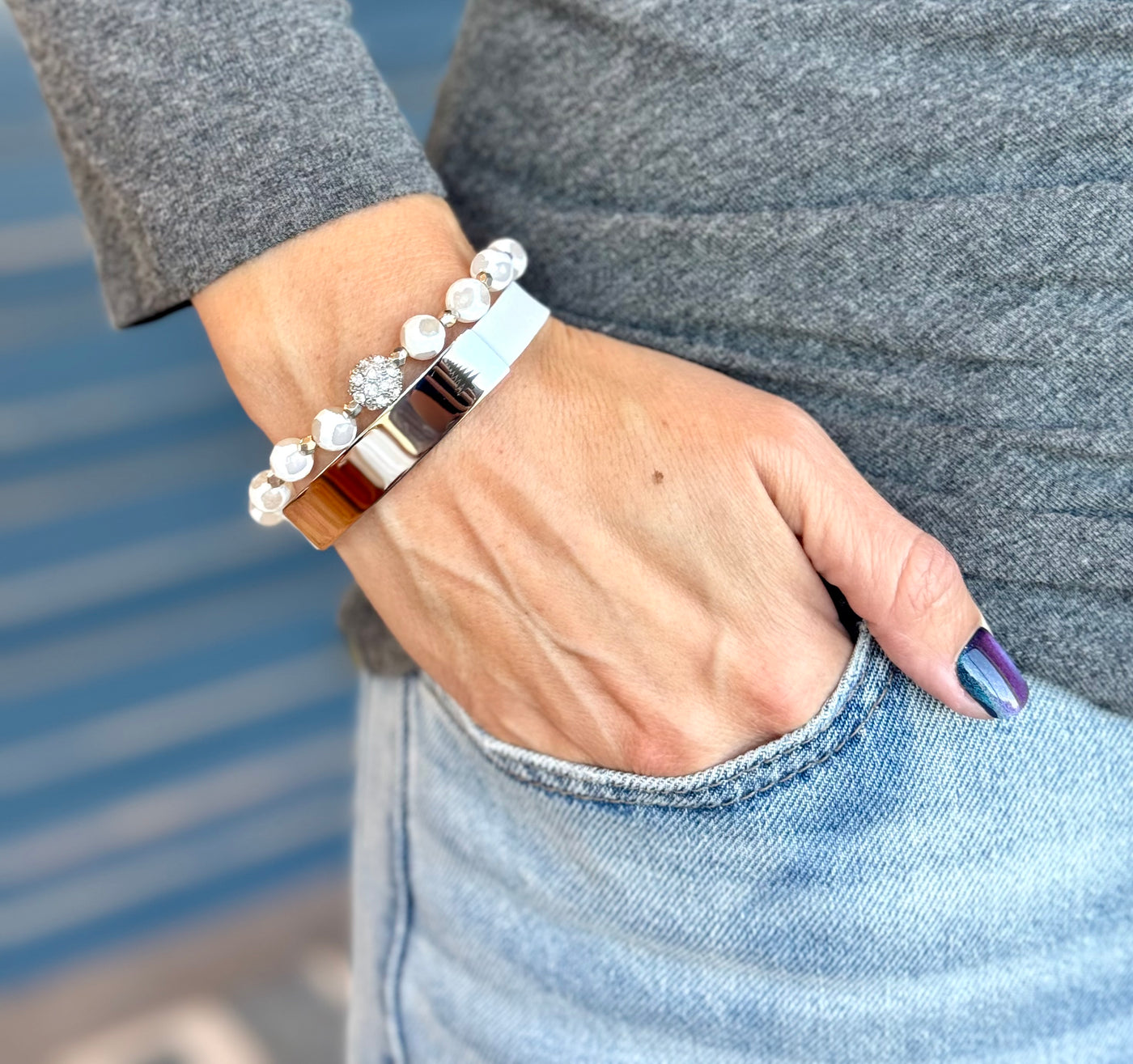 DUO - White Silicone Band - Engraved Tree + Glacier Clouds