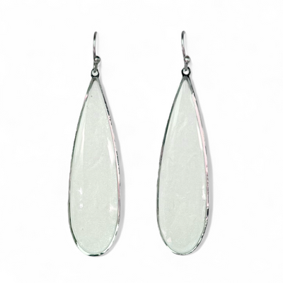 Pearl White Teardrop Earrings - Silver