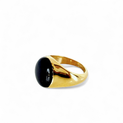 Plum Oval Domed Ring - Gold