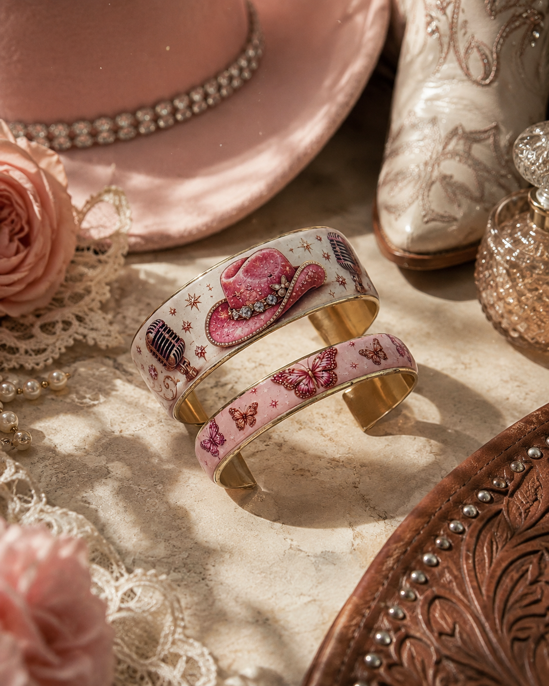 The Dolly Art Deco Collection - Pink Cowboy Hat (.5 inch)