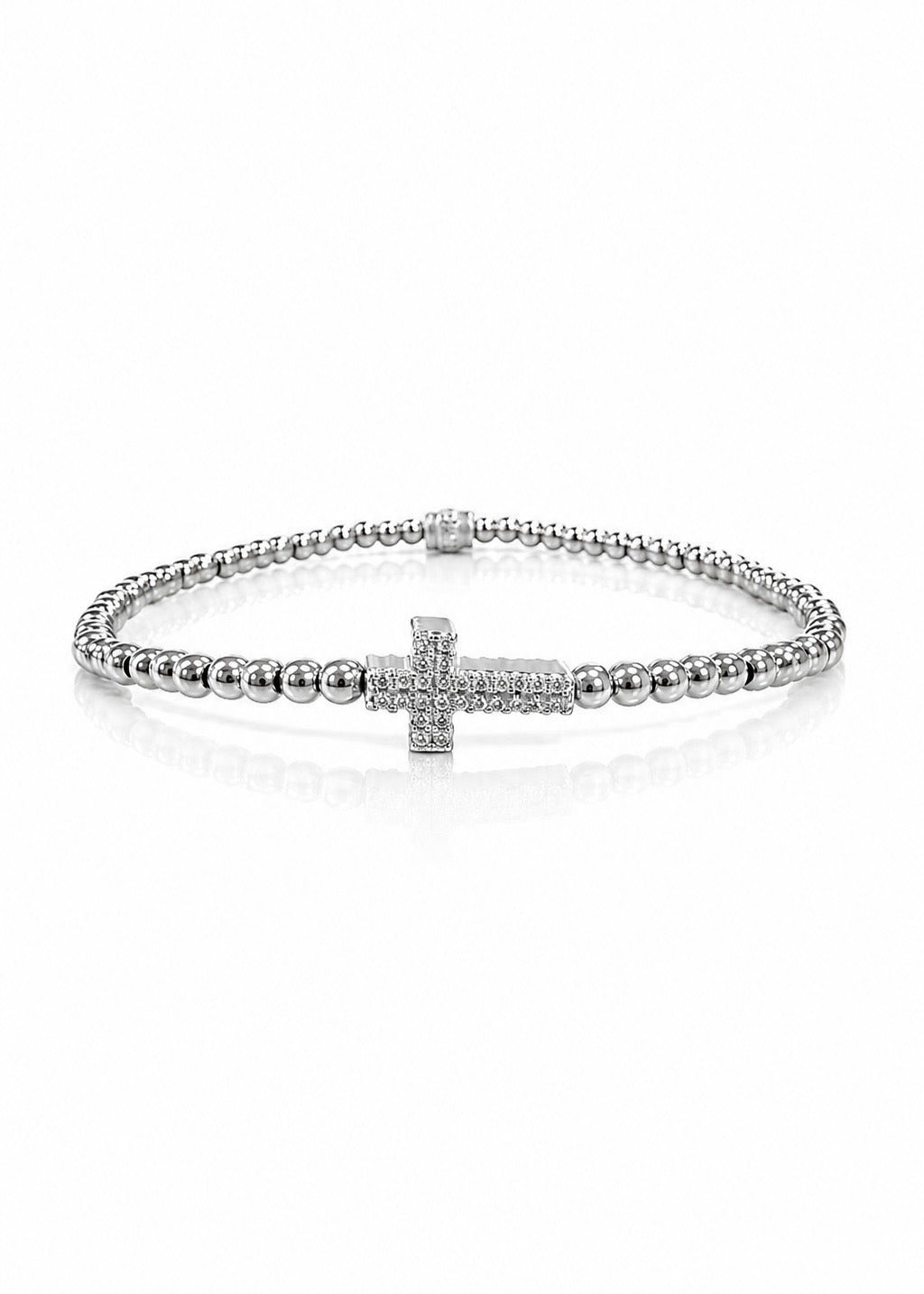 With Grace 3mm beaded (With Silver Pave Cross Charm)