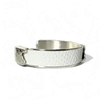 Dallas .5 Leather Cuff - Soft White - Silver