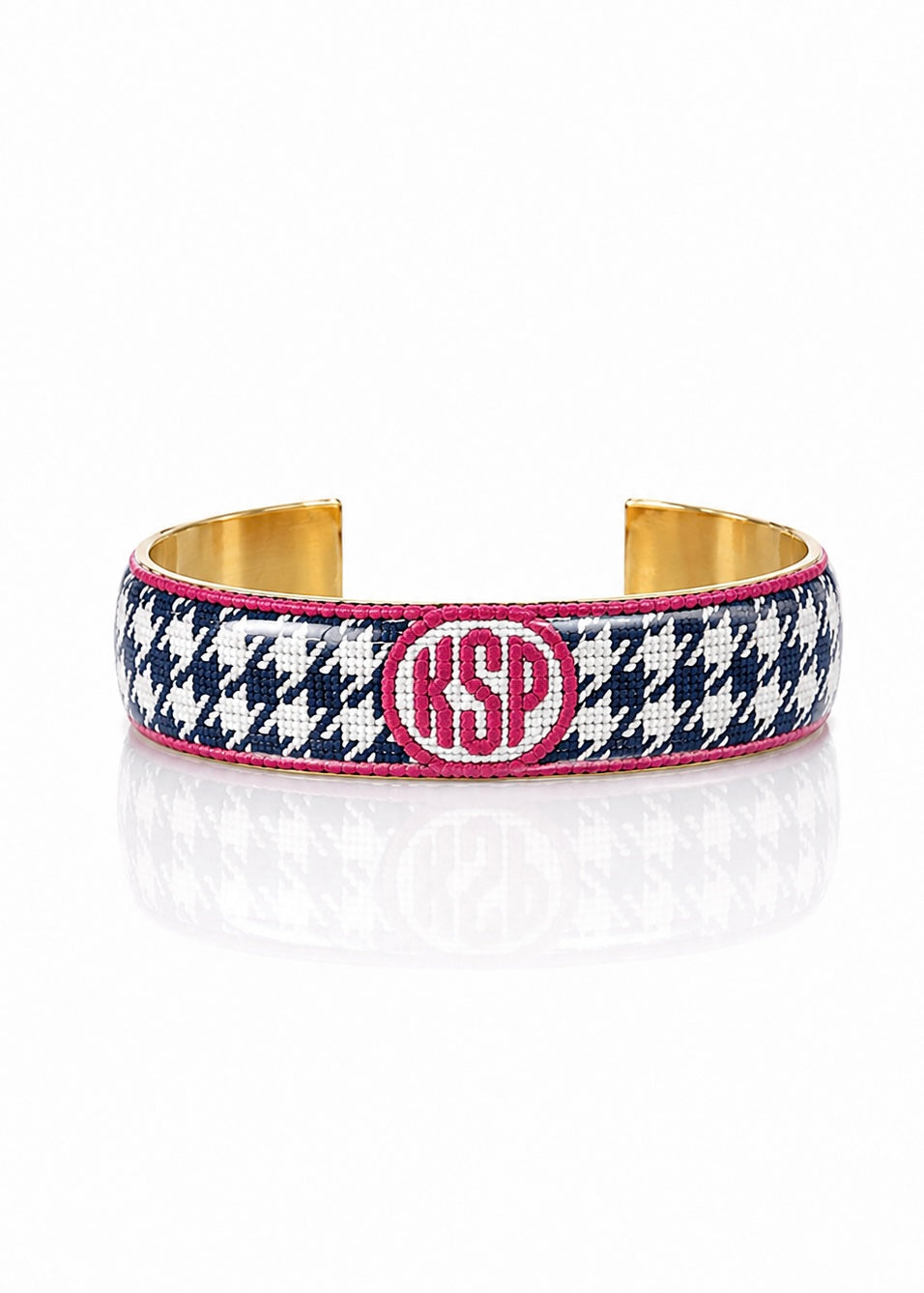 Art Deco Monogram - Houndstooth Navy
