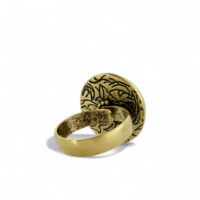 Double Round Ring - Teal - Gold