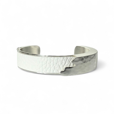 Dallas .5 Leather Cuff - Soft White - Silver