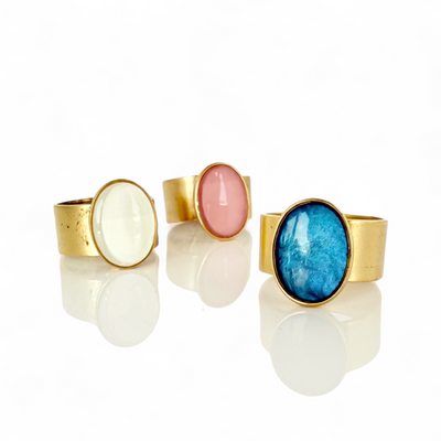 St. Tropez Oval Ring - Sea Glass - Gold