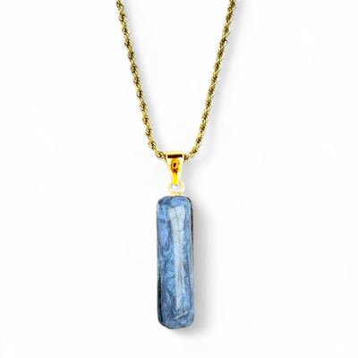Vertical Necklace Gold - Blue