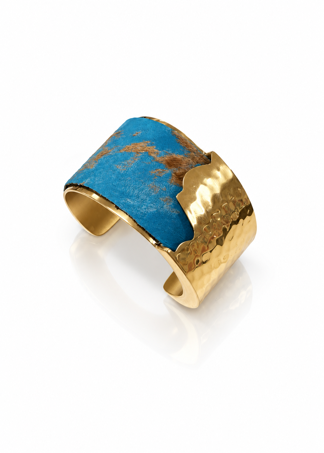 Woodland Blue - Turquoise  Brazilian calfskin Dallas (Gold) 1.5 inch