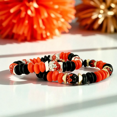 Varsity Orange & Black- Gold