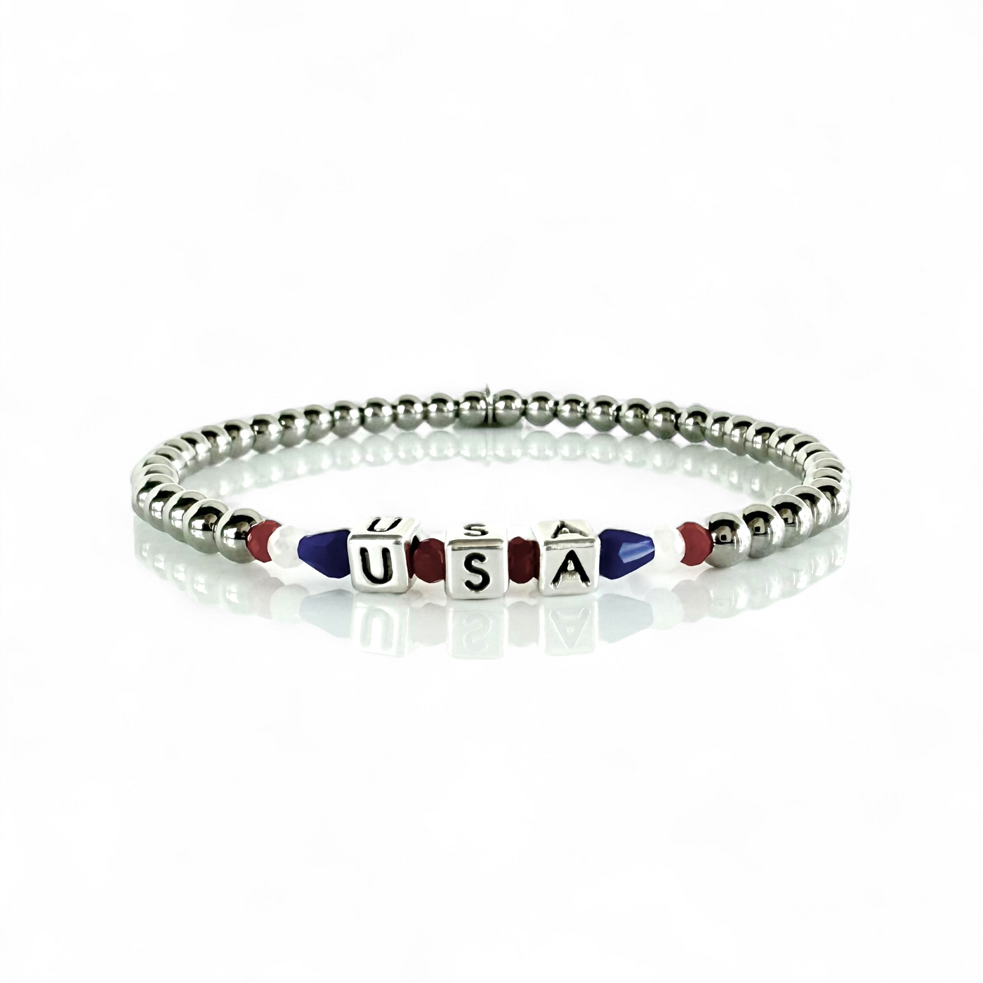 USA - RW&B - Block Letters - Silver