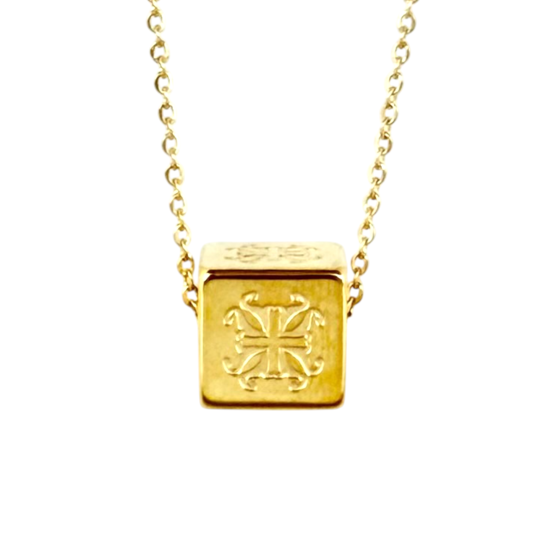 Ruby Cube Necklace - Gold