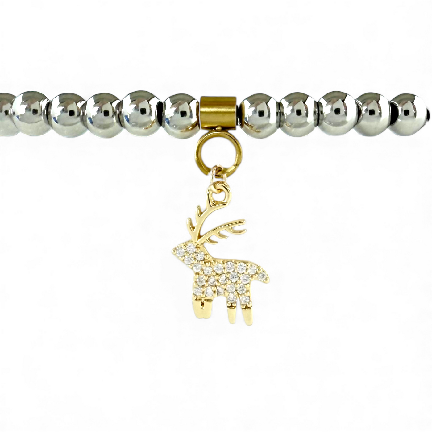 Day 3: Mini Pave Reindeer Pendant - Gold + Santa Pouch
