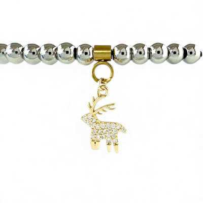 Day 3: Mini Pave Reindeer Pendant - Gold + Santa Pouch