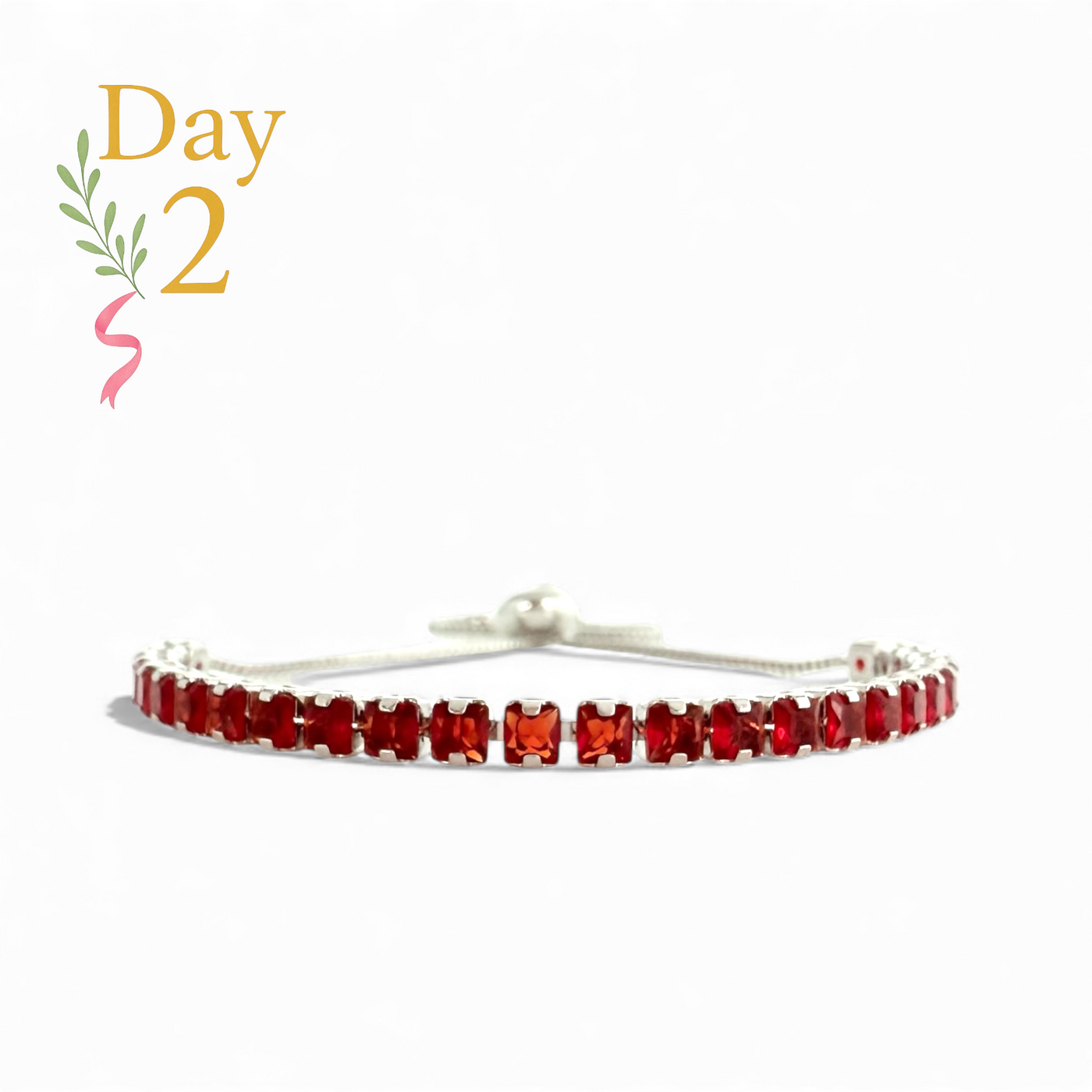 Day 2: Sloane Cushion Cut Slider - Red - Silver + Santa Pouch