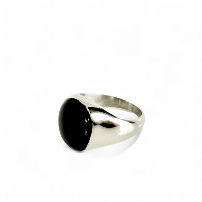 Plum Oval Domed Ring - Silver