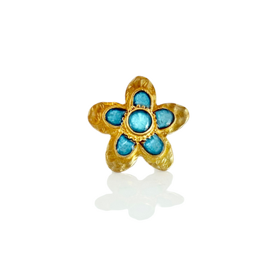 St. Tropez Quinpetal Ring - Sea Glass - Gold