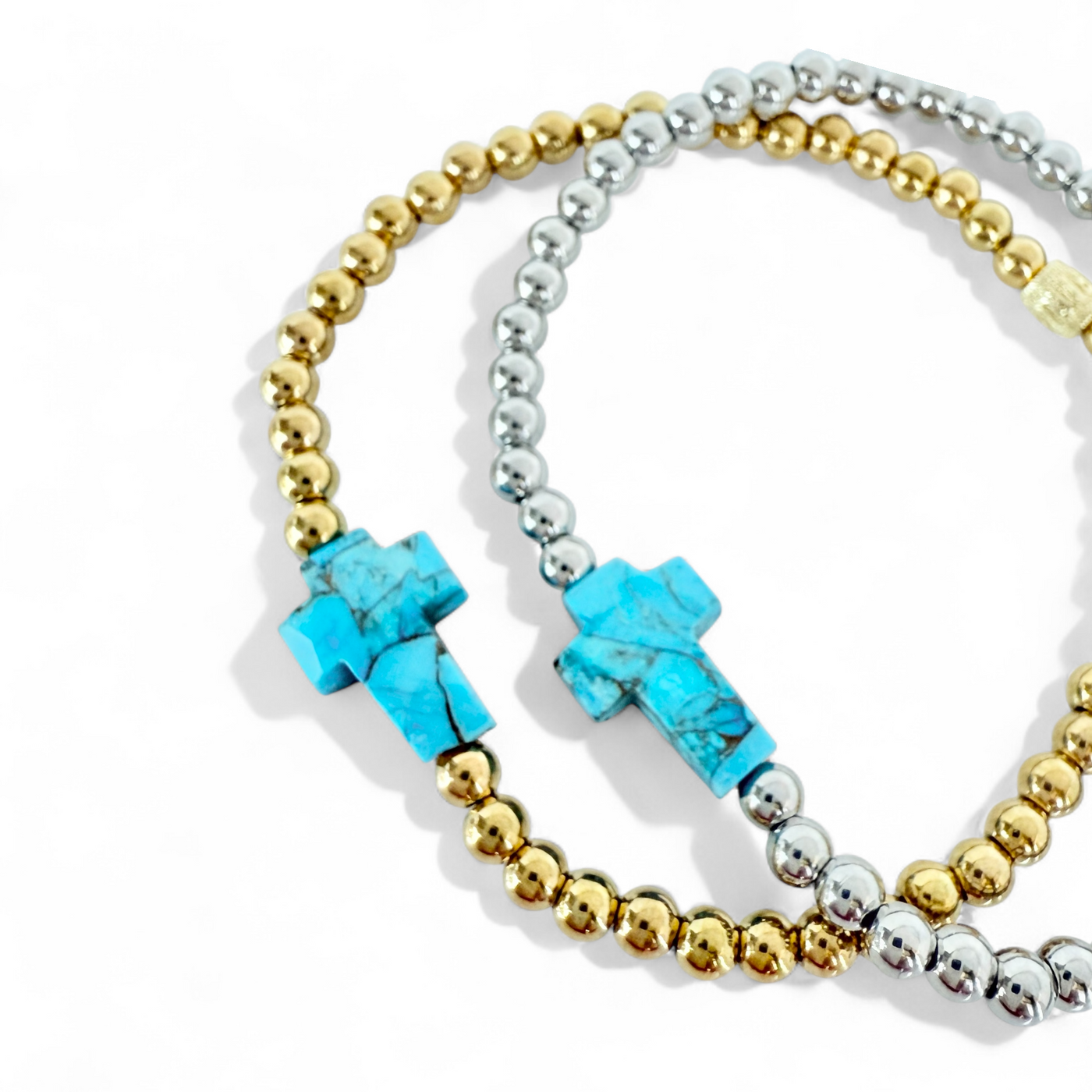 Gemstone Cross - Turquoise Blue- Gold