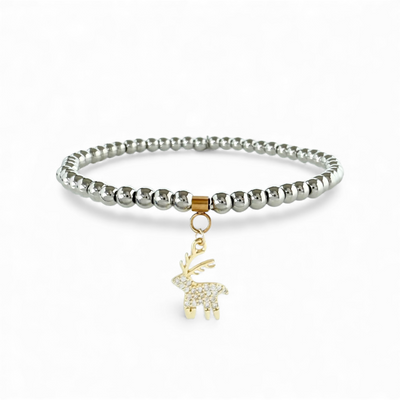 Day 3: Mini Pave Reindeer Pendant - Gold + Santa Pouch