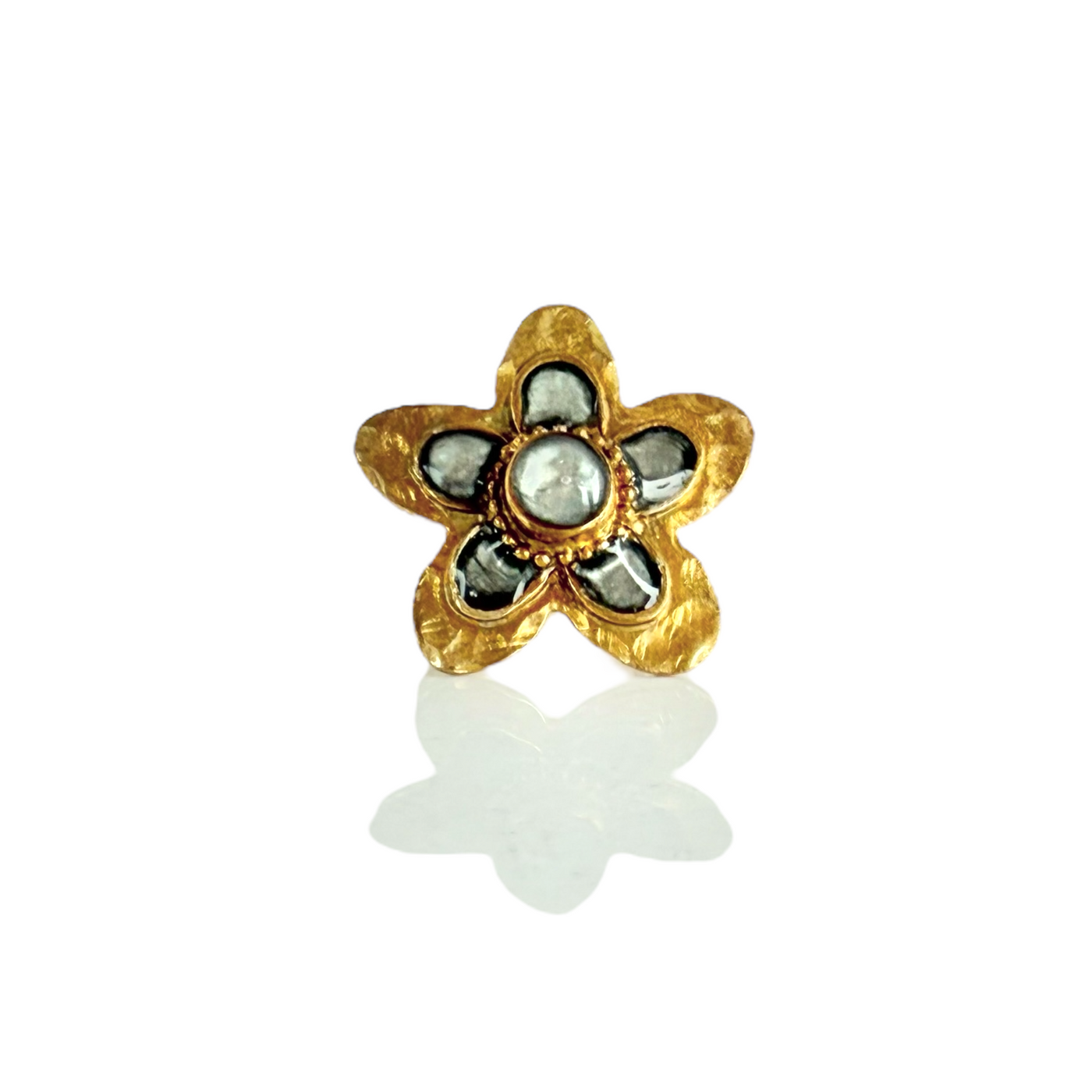 Quinpetal Ring - Gray - Gold